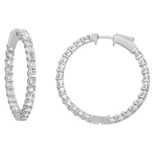 8.00CTTW Lab-Created Diamond Inside-Out Hoop Earrings  in 14K White Gold