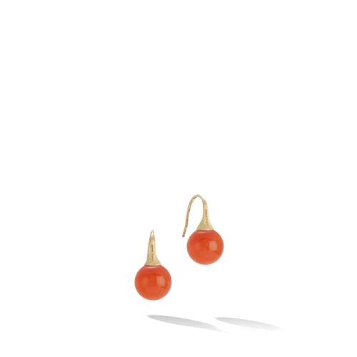 Africa Boule Collection 18K Yellow Gold and Carnelian French Wire Earrings