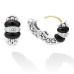 Black Caviar Ceramic and Diamond Huggie Earrings