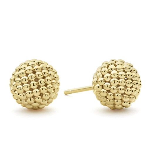Caviar Gold Beaded Gold Stud Earrings