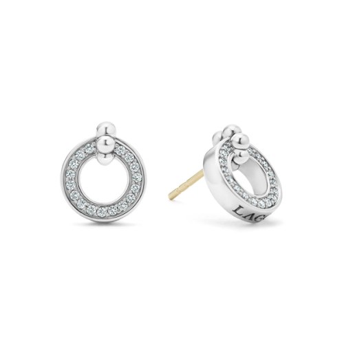 Caviar Spark Diamond Circle Stud Earrings