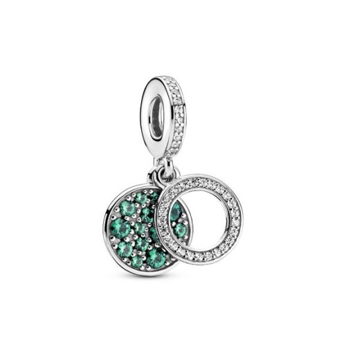 Sparkling Green Disc Double Dangle Charm * RETIRED *