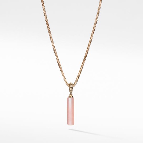 Barrel Amulet with Pink Opal and 18K Yellow Gold