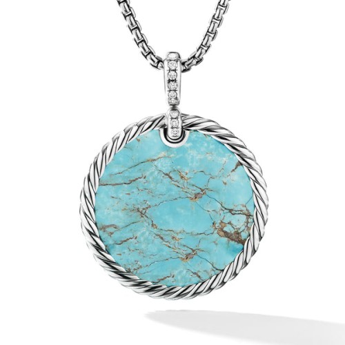 DY Elements® Reversible Disc Pendant with Turquoise and Mother of Pearl and Pavé© Diamonds