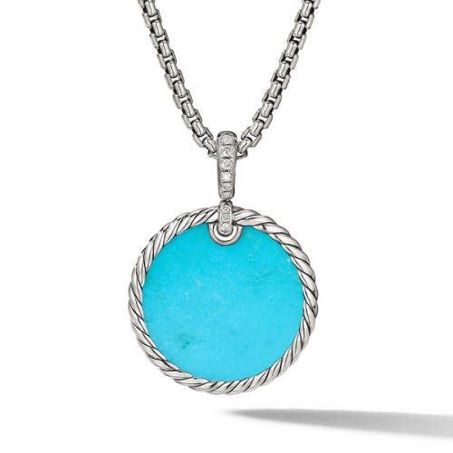 DY Elements® Reversible Disc Pendant with Turquoise and Mother of Pearl and Pavé© Diamonds
