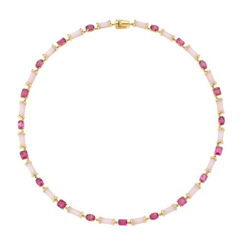 80 Years Sofia Necklace - Rubellite and Pink Opal