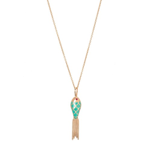 Fish For Love Pendant Necklace - Turquoise \u0026 Ivory