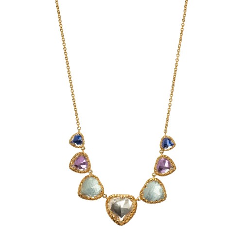 Valentina 'I Love NY' Seven Stone Necklace - Blue