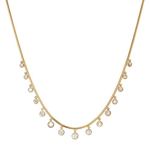 Blackened Bezel Fringe Diamond Necklace