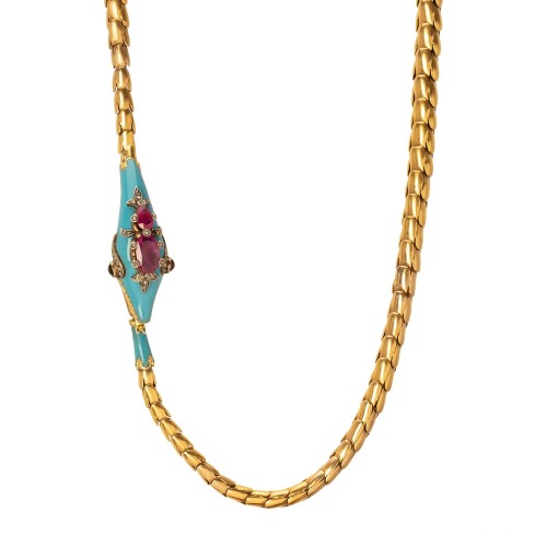Turquoise \u0026 Amethyst Snake Necklace