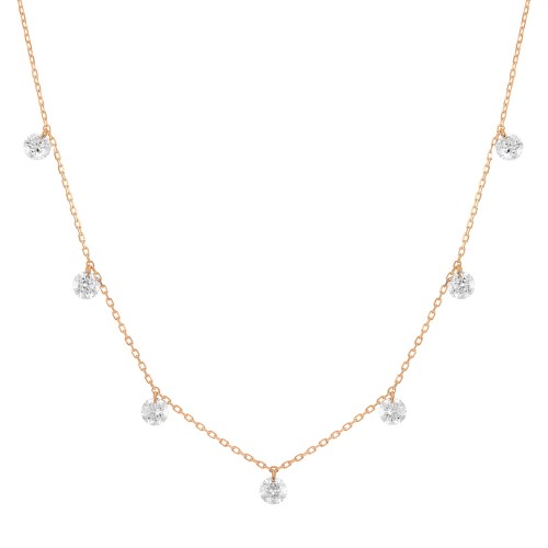 Dana\u00e9 Seven Diamond Split Necklace - Rose Gold