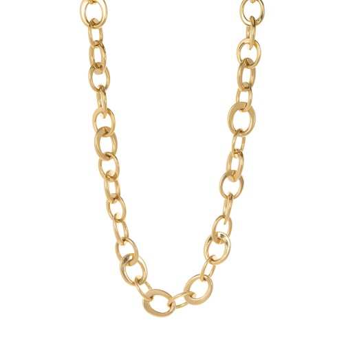 Crescent Oval Link Necklace - Yellow Gold