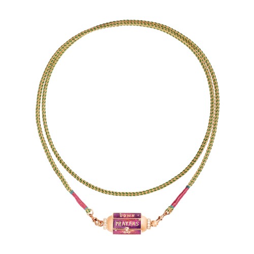 Box Prayers Double Loop Locket Necklace - Green \u0026 Gold Rathi