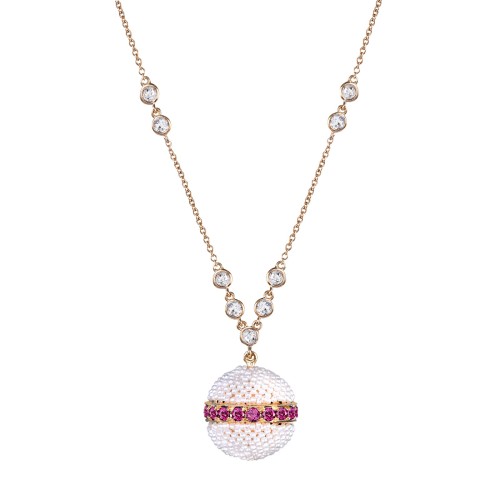 Bombay Round Necklace - Pink Sapphire