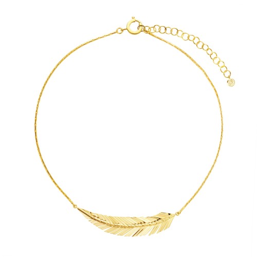 Feather Medium Necklace - Yellow Gold