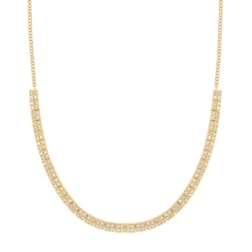Double Row Diamond Necklace - Yellow Gold