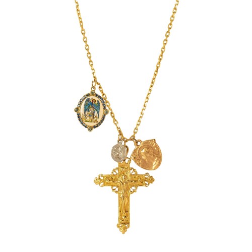 Cross, Coin \u0026 Angel Medallion Necklace