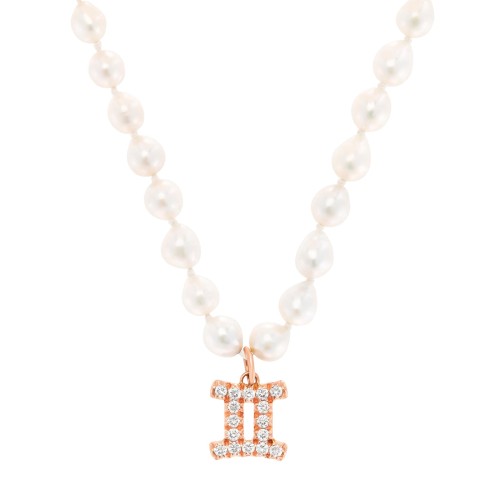 Zodiac Pearl Necklace - Rose Gold