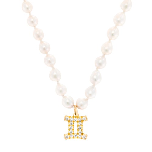 Zodiac Pearl Necklace - Yellow Gold