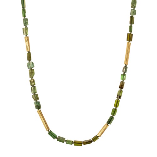 Short Strand Reed Necklace - Green Tourmaline