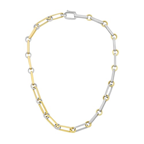 Oval Link Chain Necklace - Yellow Gold \u0026 Silver
